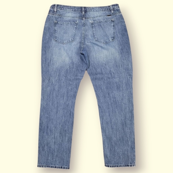 KanCan High Rise Straight Leg Cuffed 100% Cotton Distressed Jeans Size 15/31 - Picture 2 of 16